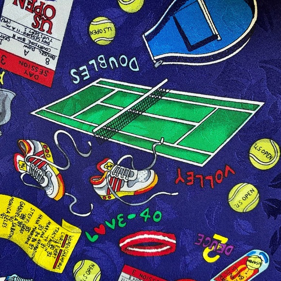 Vintage Nicole Miller Silk Scarf 42" US Open Tennis Collectible 1992 Rare - Picture 6 of 16